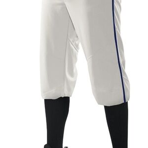 3 pair of Alleson boys baseball knickers, white  with royal Stripe, Size XL